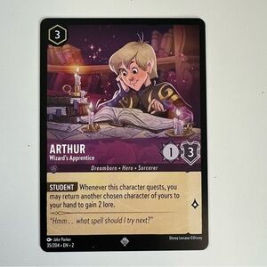 Super Rare Arthur Lorcana Trading Card Game Rise Of The Floodborn Collectible
